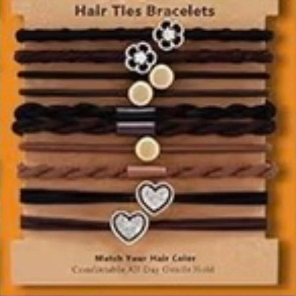 Hair Ties Retro Y2K Cottagecore Bohemian Bracelets Set - NEW - Neautral